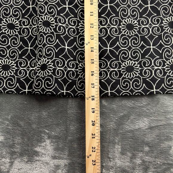 Linen Suit Women’s 6 Bandolino Jacket Skirt Embroidered Floral Corp Black White - Picture 14 of 15